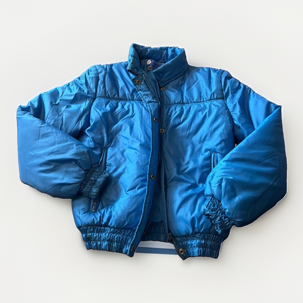 Vintage JC Penney Ski Apparel Women's Blue Puffer Jacket Cinched Size Small